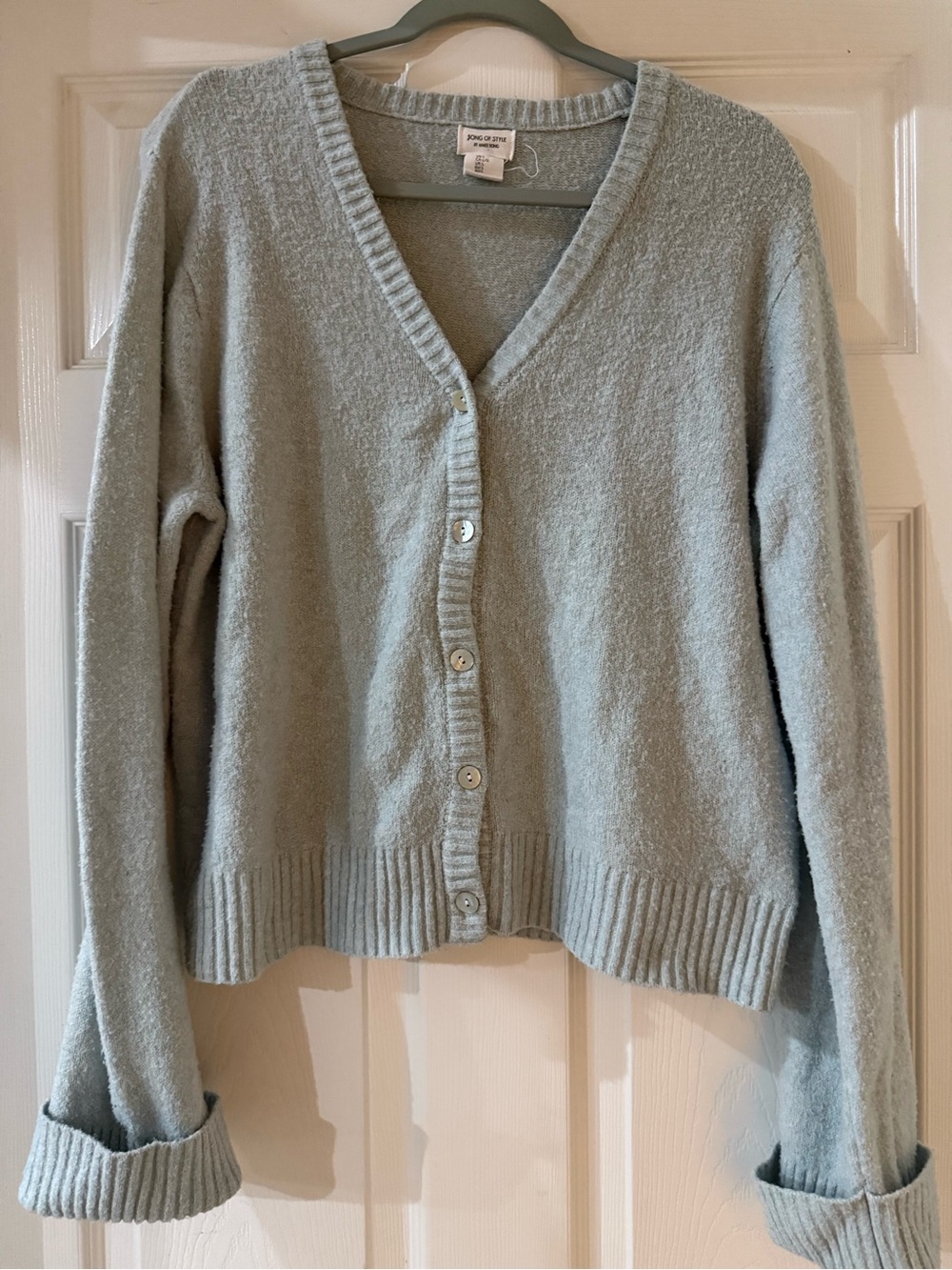 Song of Style light blue/mint plush knit cardigan size Lg